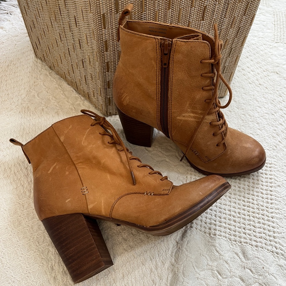 Aldo Neily Tan Nubuck Leather Ankle Boots